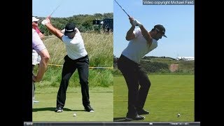 Jon Rahm golf swing  Long Iron faceon amp downtheline July 2017 [upl. by Rehpatsirhc]