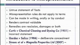 Misrepresentation Lecture 1 of 4 [upl. by Dorette]